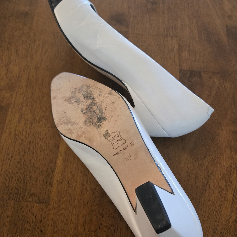 BALLY Black and White Leather Heels - Picture 6 of 6
